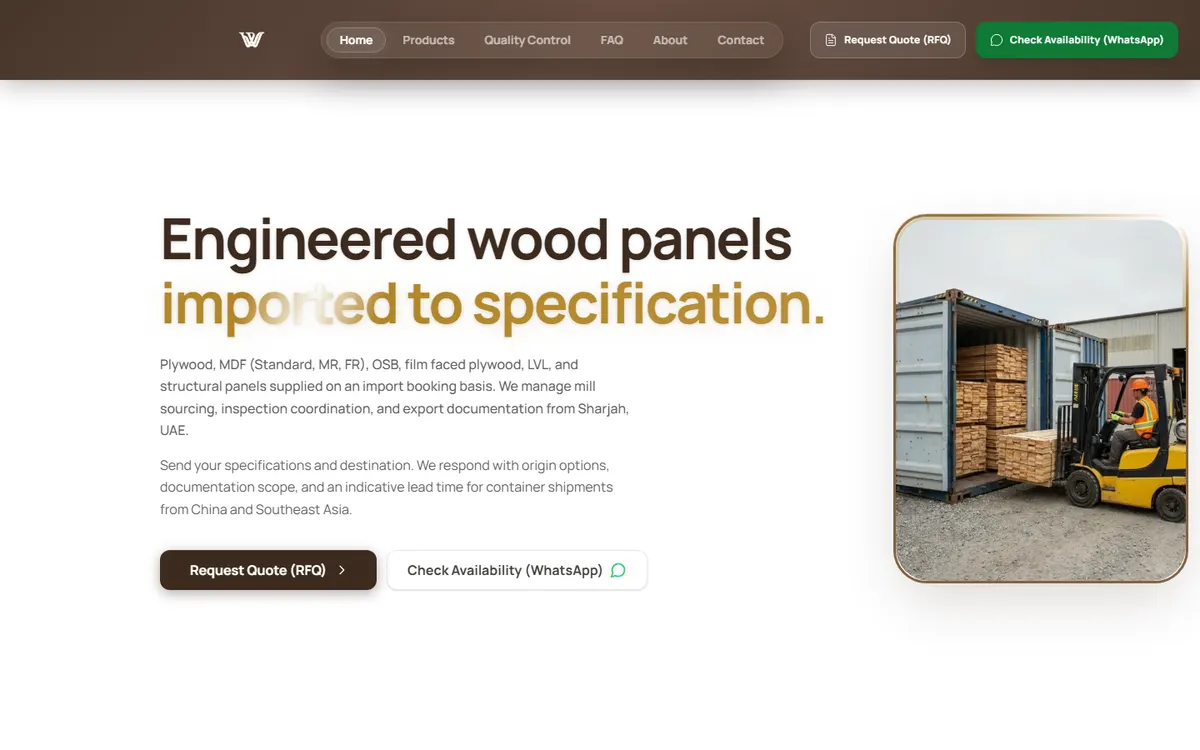 The live WoodWorth website shown on a desktop browser